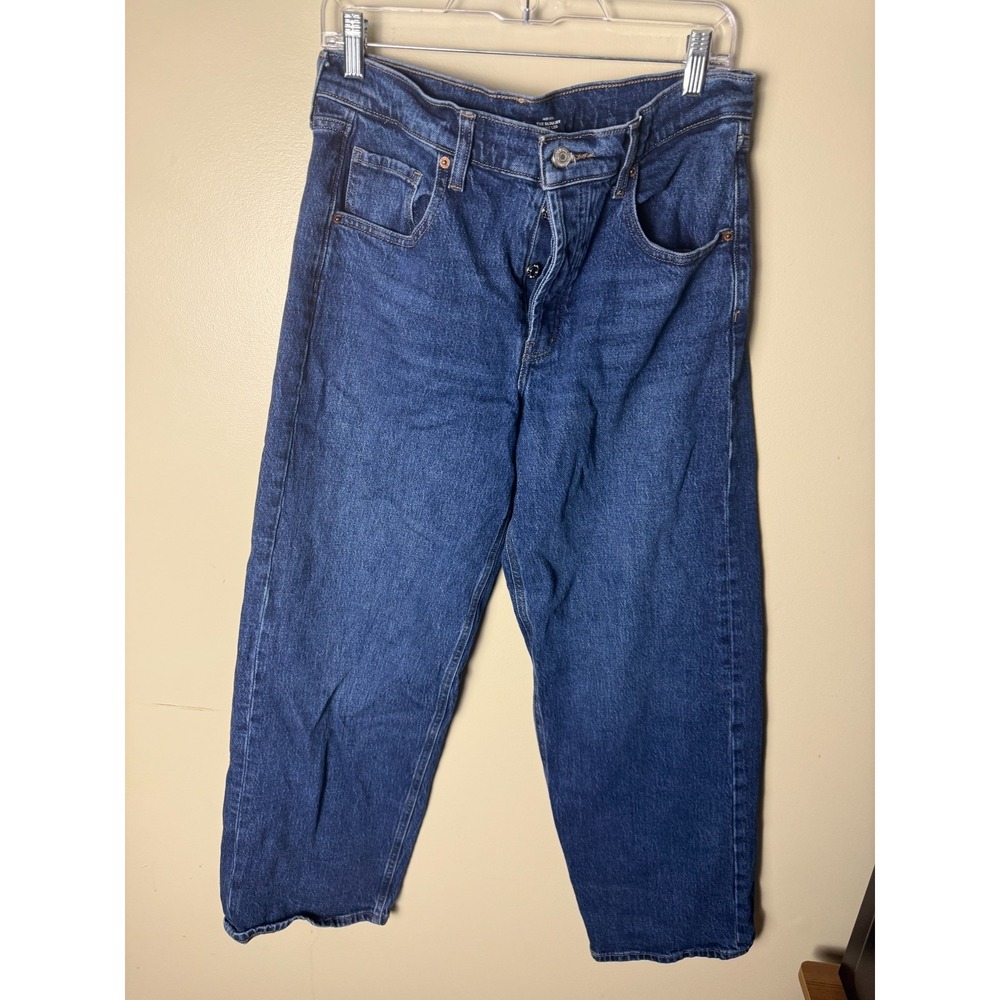 Old Navy Jeans Womens 4 Mid-Rise Slouchy Wide Leg Button Fly Dark Wash